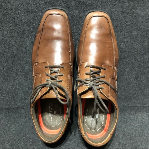 Rockport Oxford Shoes Mens 13 W Style Leader 2 Truffle Tan Leather Apron Toe - Picture 6 of 9